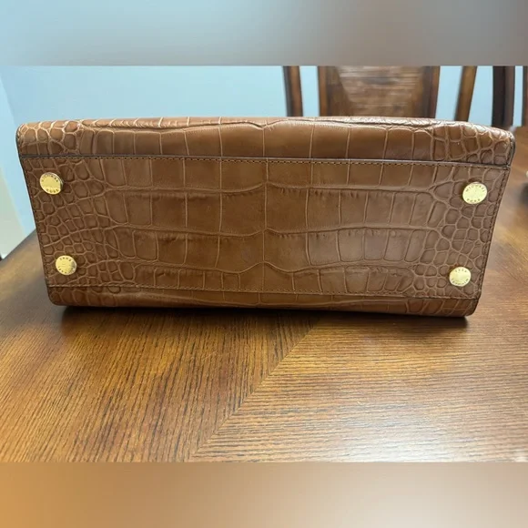 Vintage Michael Kors Tan Leather Crocodile Embossed Handbag